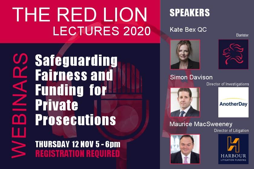 Safeguarding Fairness and Funding for Private Prosecutions (Recording available)