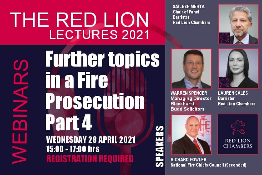 Further topics in Fire Prosecution - Part 4 (Recording restricted)