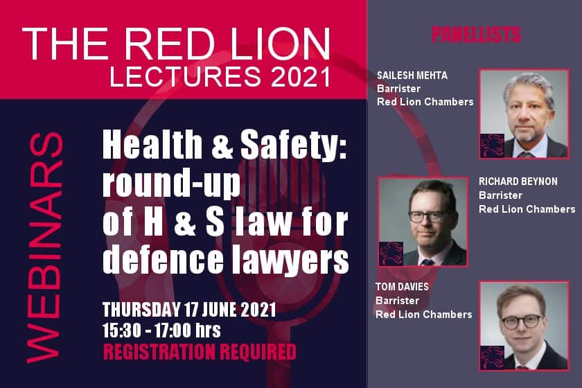 Health & Safety: round-up of H & S law for defence lawyers (Recording available)