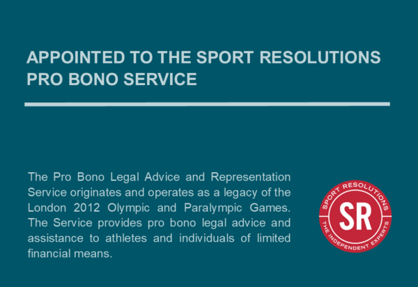 Chambers appointed to the Sport Resolutions’ Pro Bono Service
